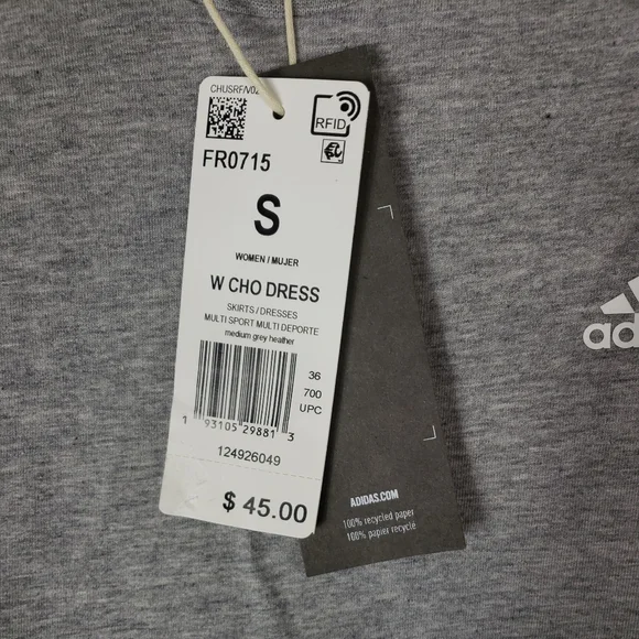 adidas Multi Sport Sleeveless Tank Cotton CHO Dress Grey - Picture 9 of 14